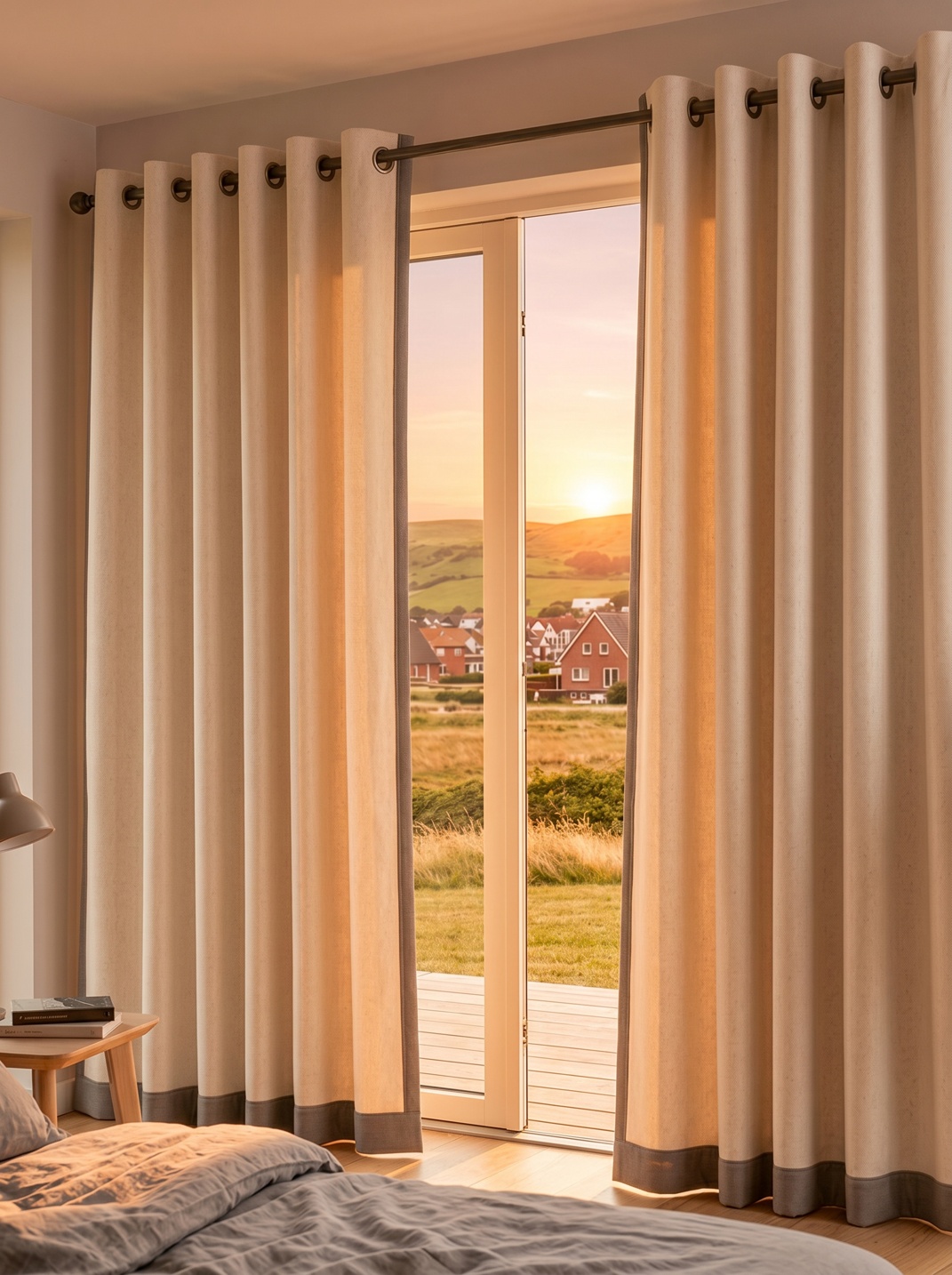 Filzvorhang Schlafzimmer Sommer