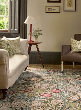 Teppich Morris & Co. Golden Lily Green Red 130107