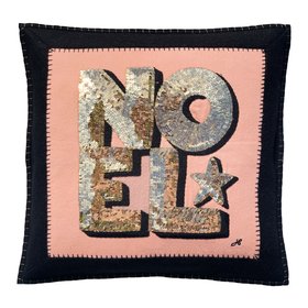 Sequin Noel Cushion (Cinnamon, Black)