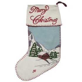 Alpine Chalet Christmas Stocking (Cream/Duck Egg Blue)