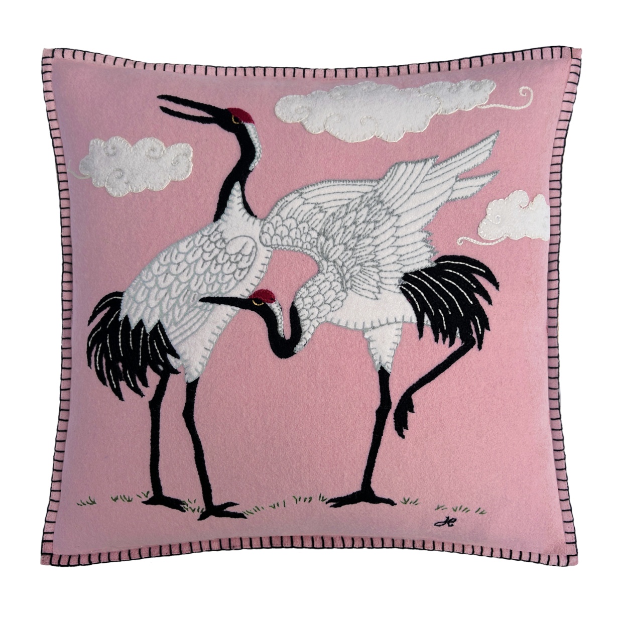 Cranes Cushion (Blush Pink)