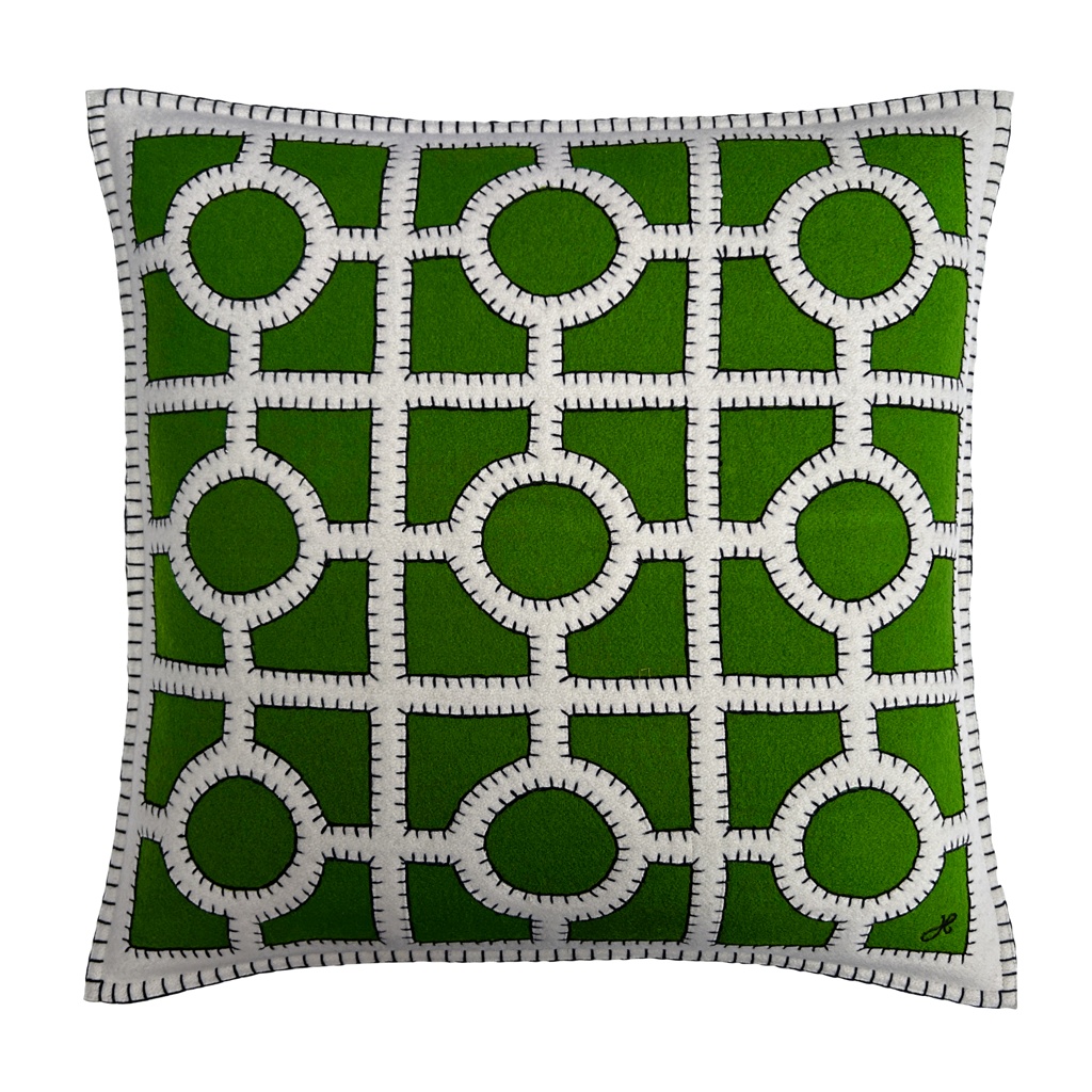 Fretwork Cushion (Deep Green)