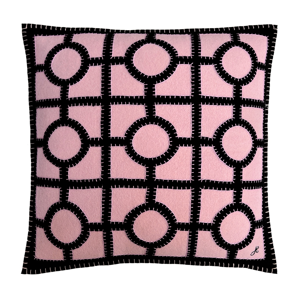 Fretwork Cushion (Blush Pink)