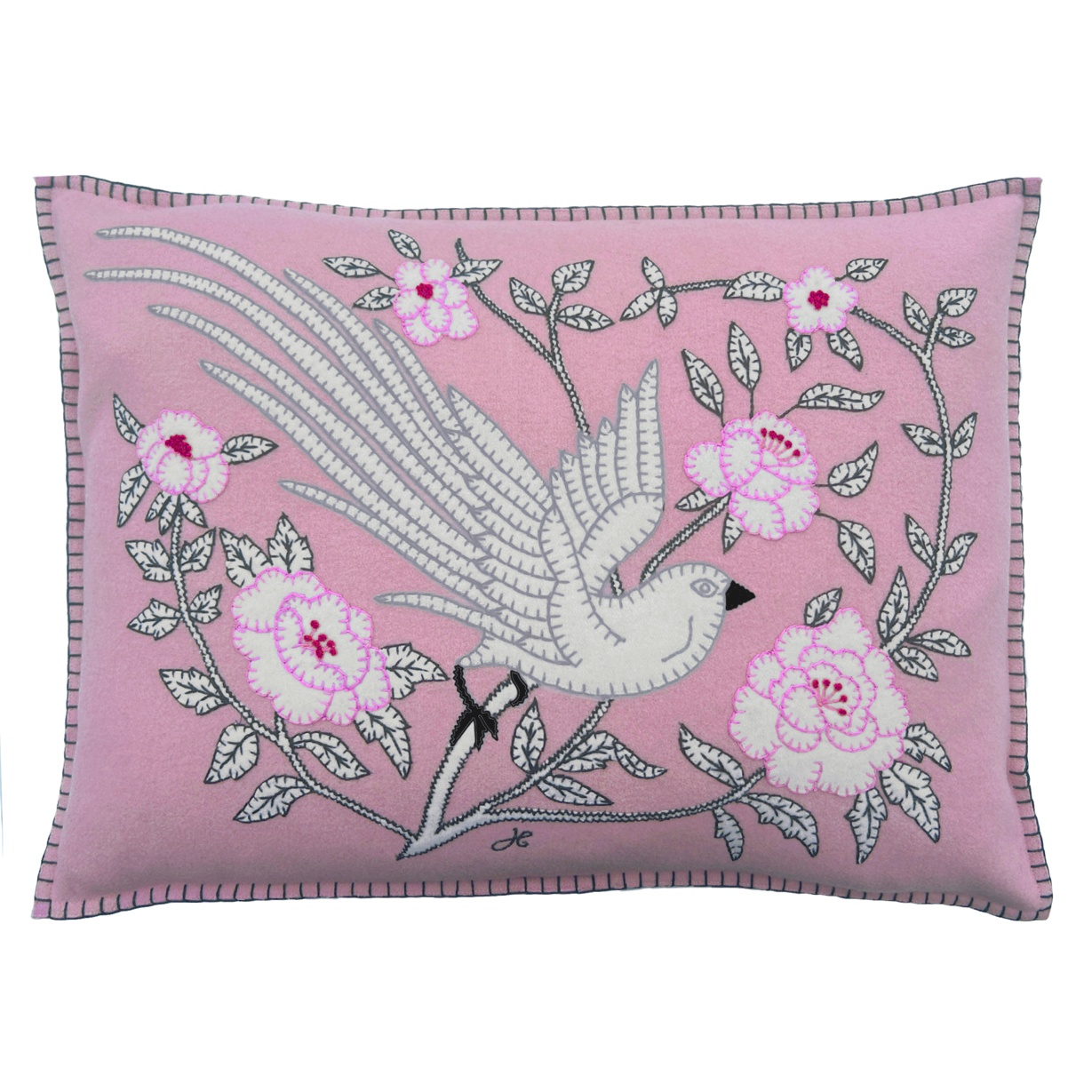 Chinoiserie Bird Of Paradise Cushion (Blush Pink)