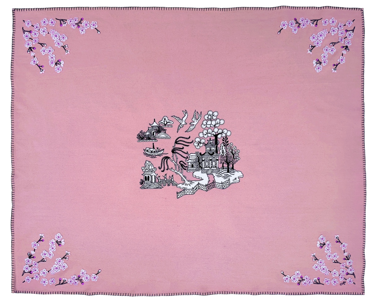 Chinoiserie Throw (Blush Pink)