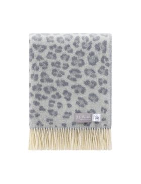 Grey Leopard Pure Wool Throw