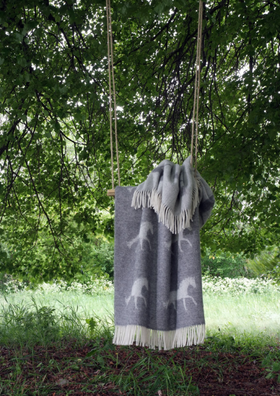 Grey Horse Wool Throw