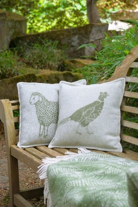 Pheasant Green Wool Cushion