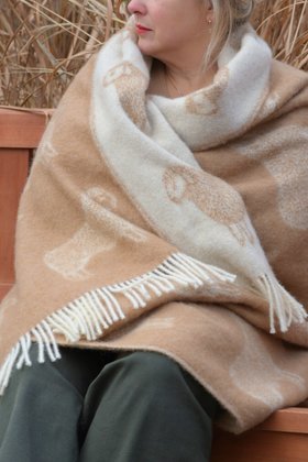 Brown Dot Sheep Wool Throw