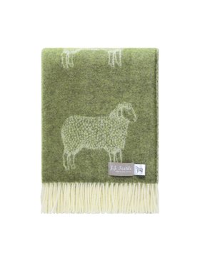 Olive Green Sheep Wool Throw
