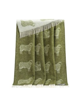 Olive Green Sheep Wool Throw