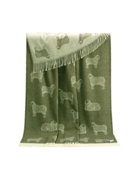 Moss Green Sheep Merino Wool Throw