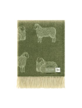 Moss Green Sheep Merino Wool Throw
