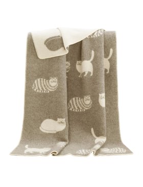 Brown Cat Wool Blanket