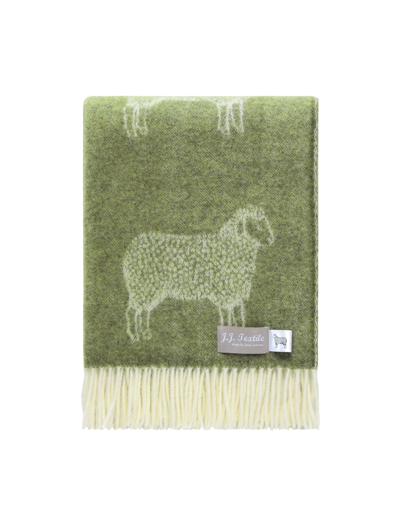 Olive Green Sheep Wool Throw