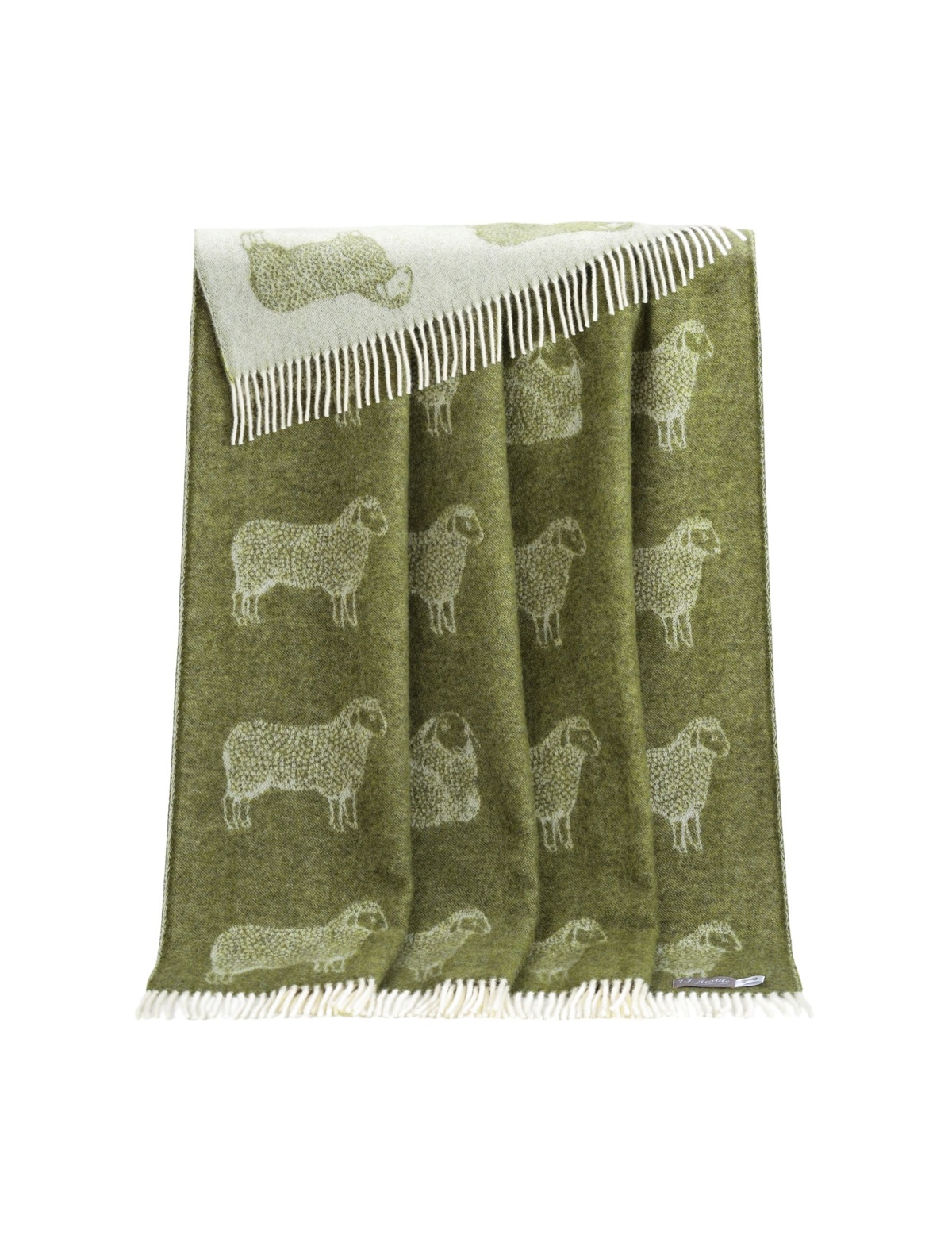 Olive Green Sheep Wool Throw