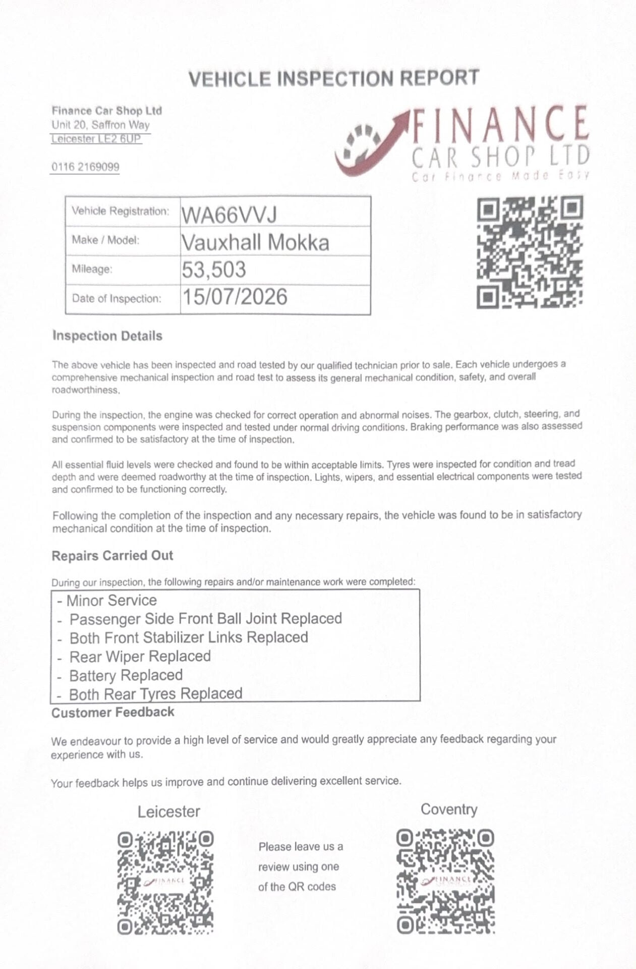 2016 VAUXHALL MOKKA for sale