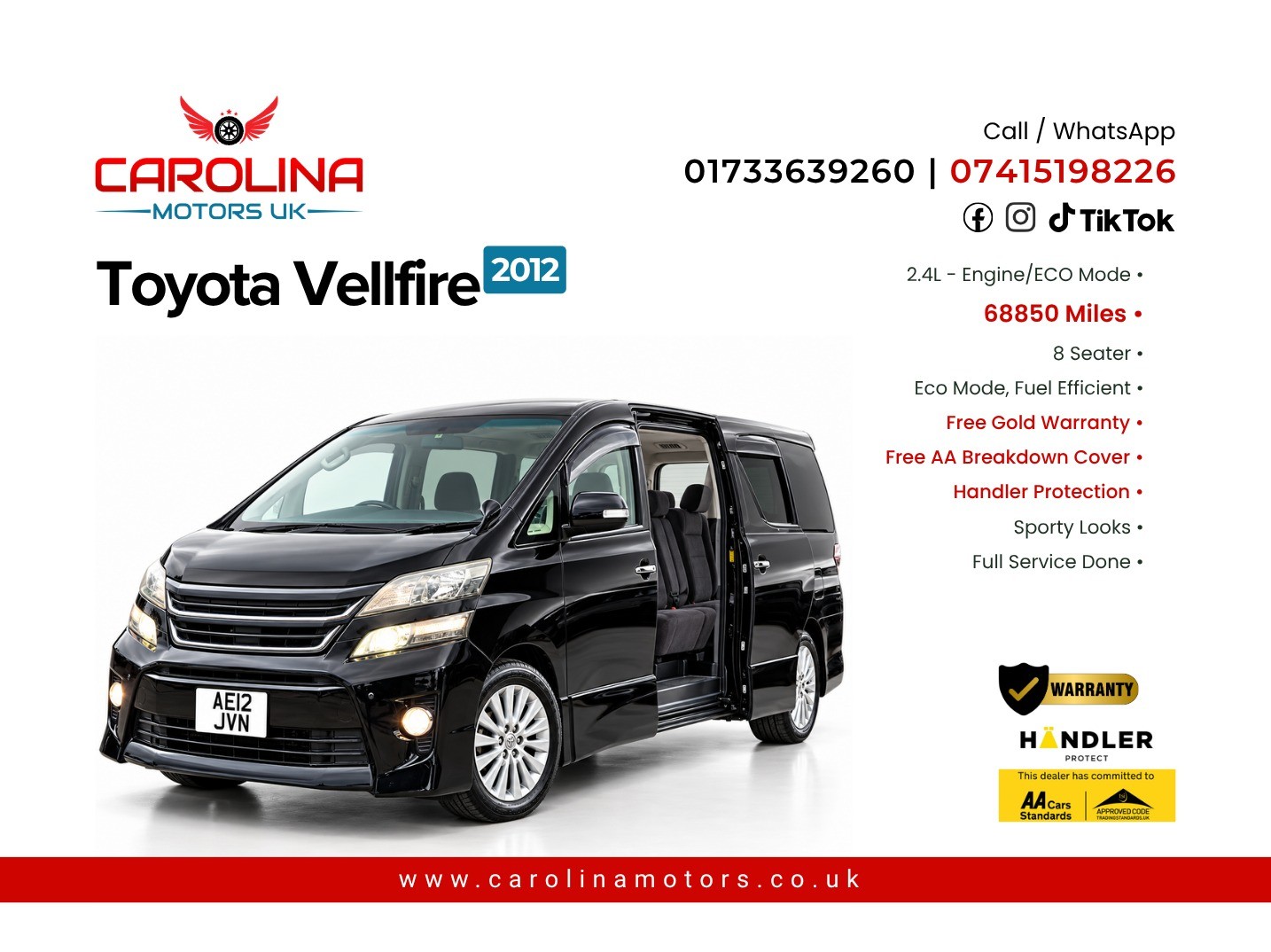 2012 TOYOTA VELLFIRE for sale