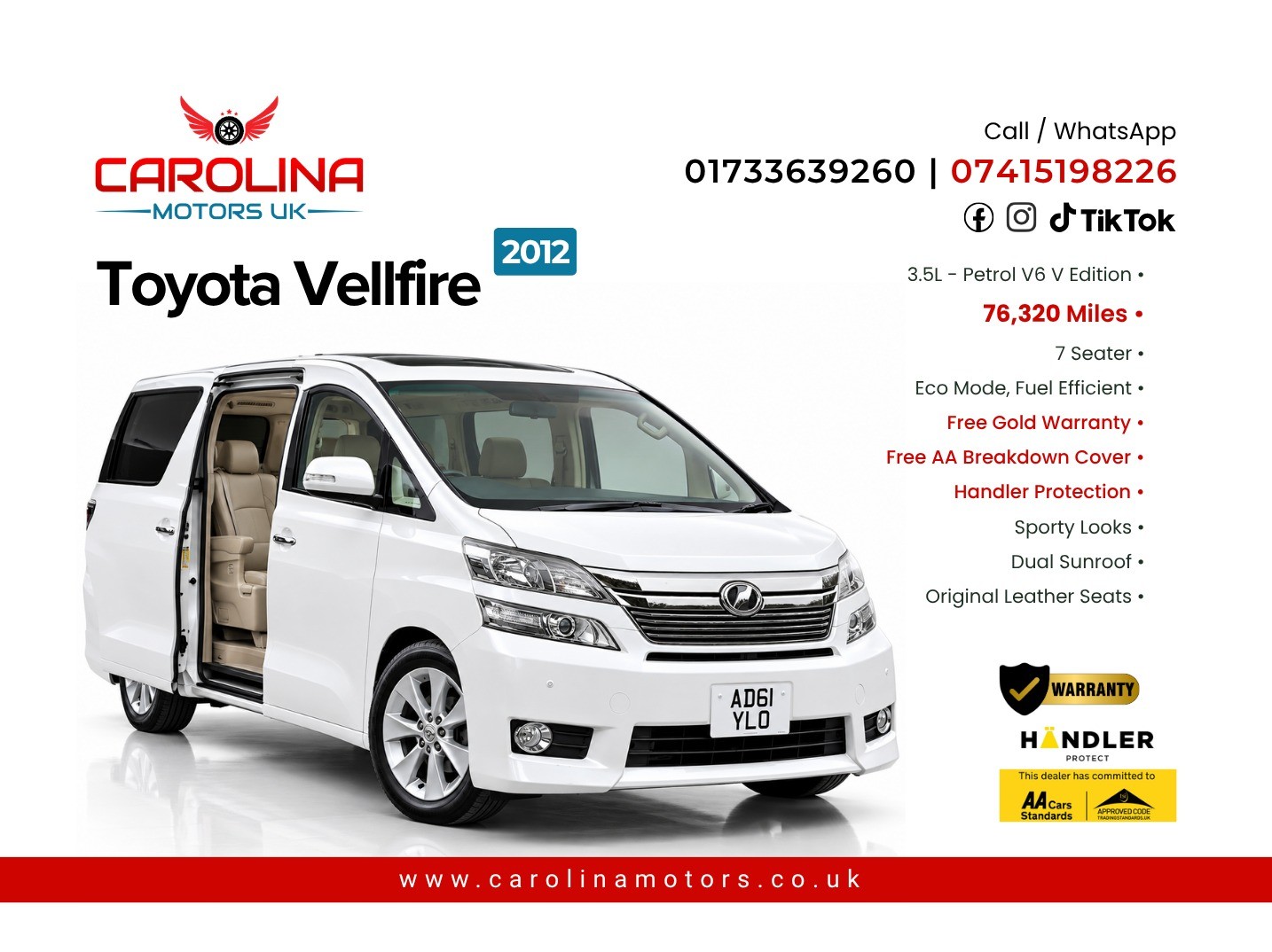 2012 TOYOTA VELLFIRE for sale