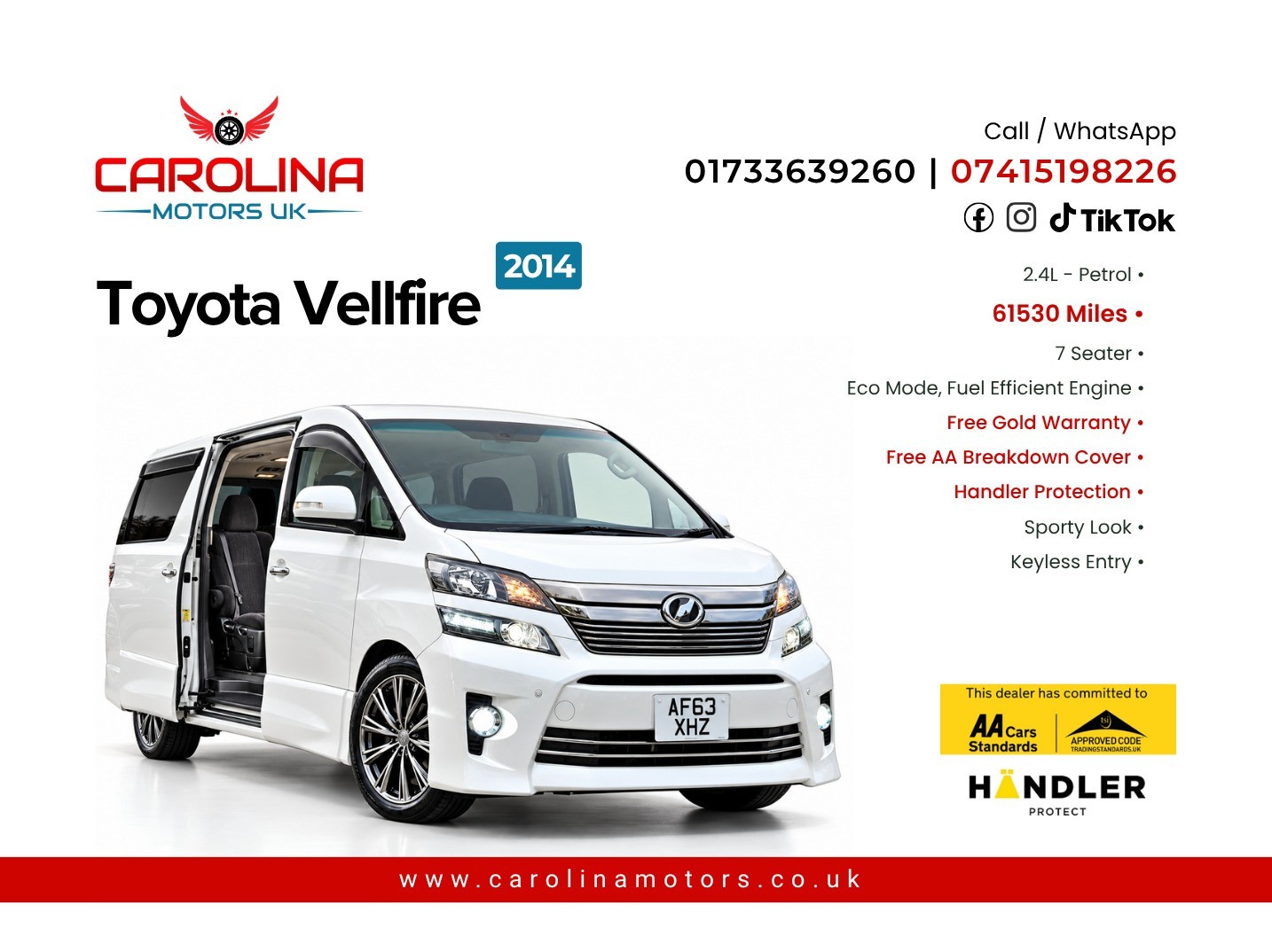 2014 TOYOTA VELLFIRE for sale