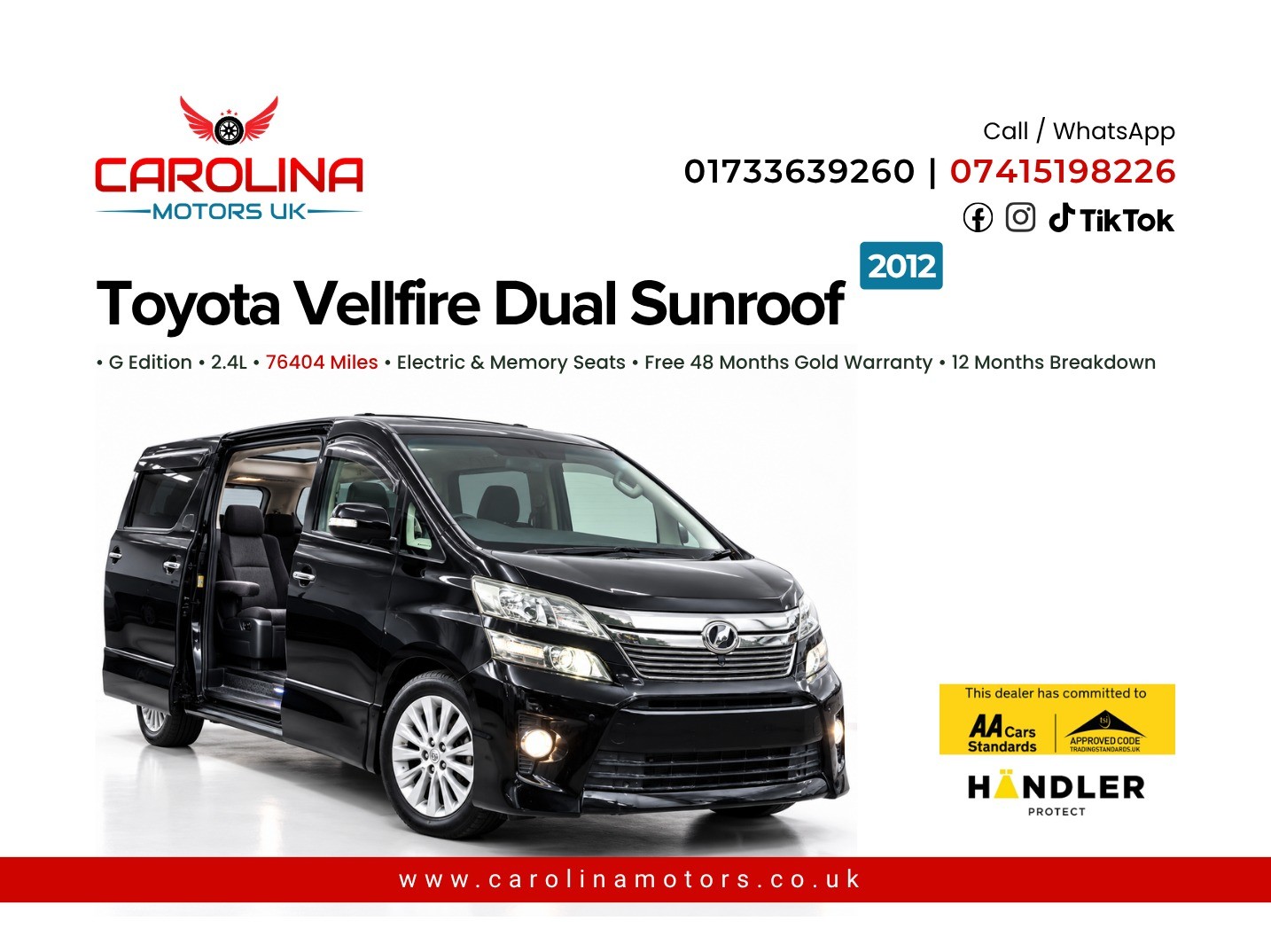 2012 TOYOTA VELLFIRE for sale