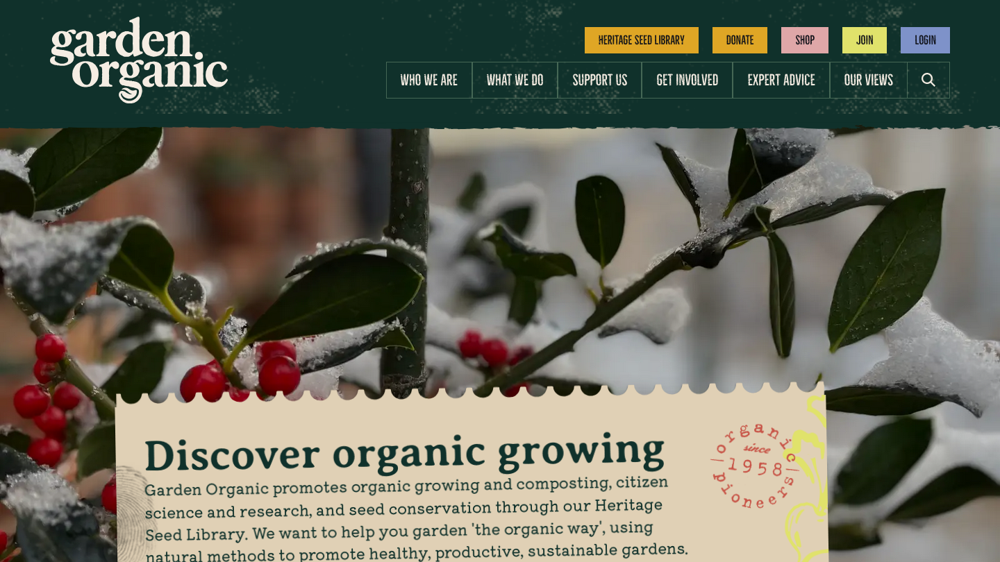 The Discover Organic Growing section of the Garden Organic website.