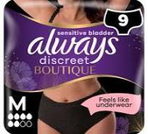Always Discreet Boutique Underwear Incontinence Pants Plus Medium Black