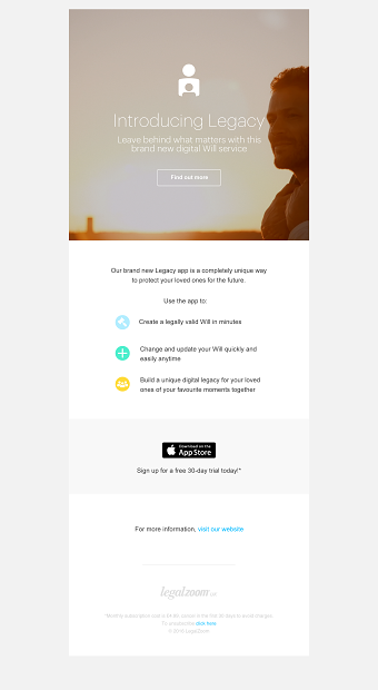 Legacy launch email