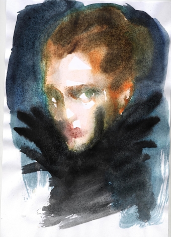 Fashion sketch. Red Raven