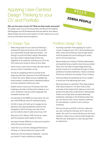 Applying UCD Thinking to your CV