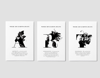 Promotional postcards for art school