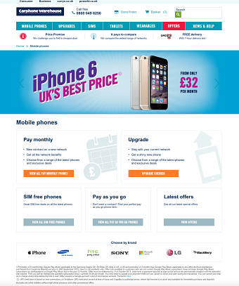 Carphone warehouse mobile site
