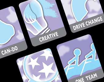 Motivational icons to support company values