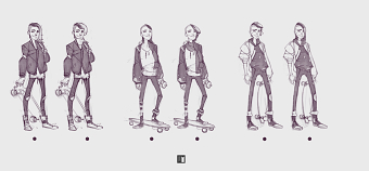 Softly stylized character designs