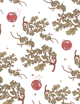 "Pomegranates & Gold" Textile