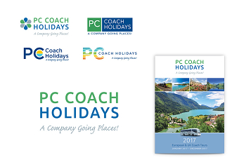 Logo and brochure design for PC Coach Holidays