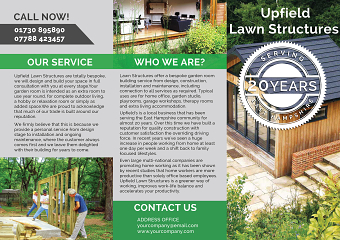 Upfield Lawn Structure Tri-Fold Brochure design.