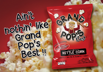 Grand Pop's Best popcorn packaging rebrand