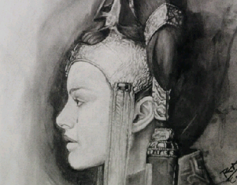 Queen Amidala charcoal Portrait