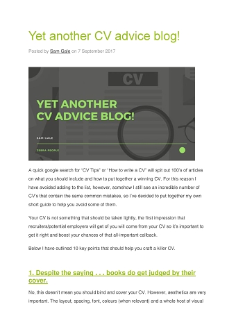 CV Advice