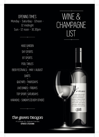 Green Dragon Wine list