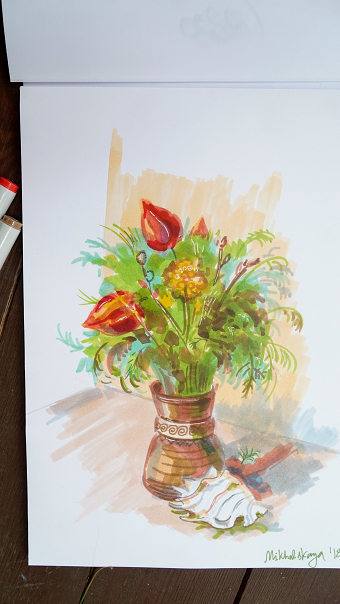 Flowers and shell