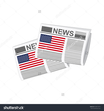 Illustration of Newspapers, USA Flags