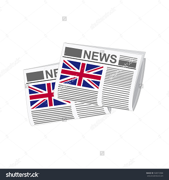 Illustration of Newspapers, United Kingdom Flags