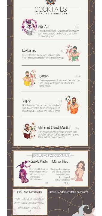 Deraliye Cocktail Menu