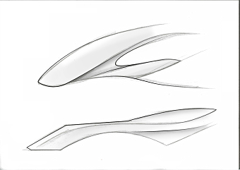 Hand sketches and digital renders.