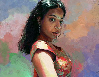 Woman in Red and Gold