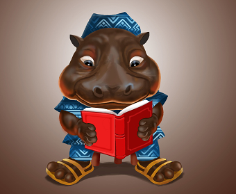Hippopotamus reading