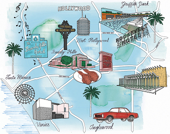 British GQ Magazine David Hockney Los Angels Map