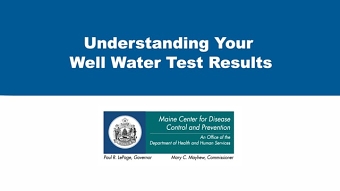 Maine CDC Understanding Your Water Test Results